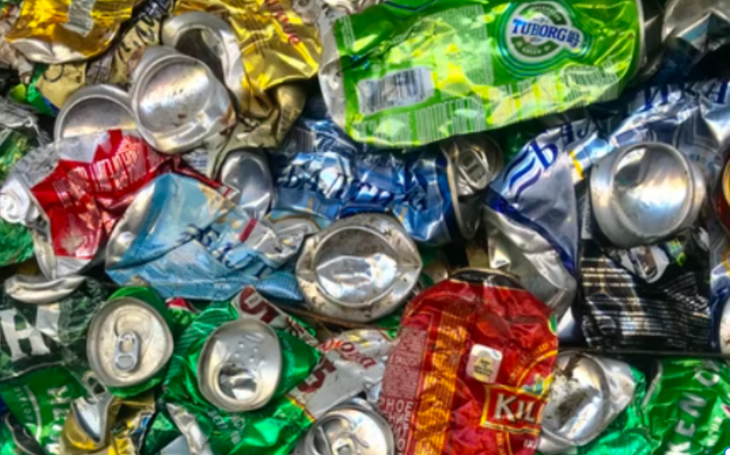 Aluminum Cans. Recyclable Material that can be baled.